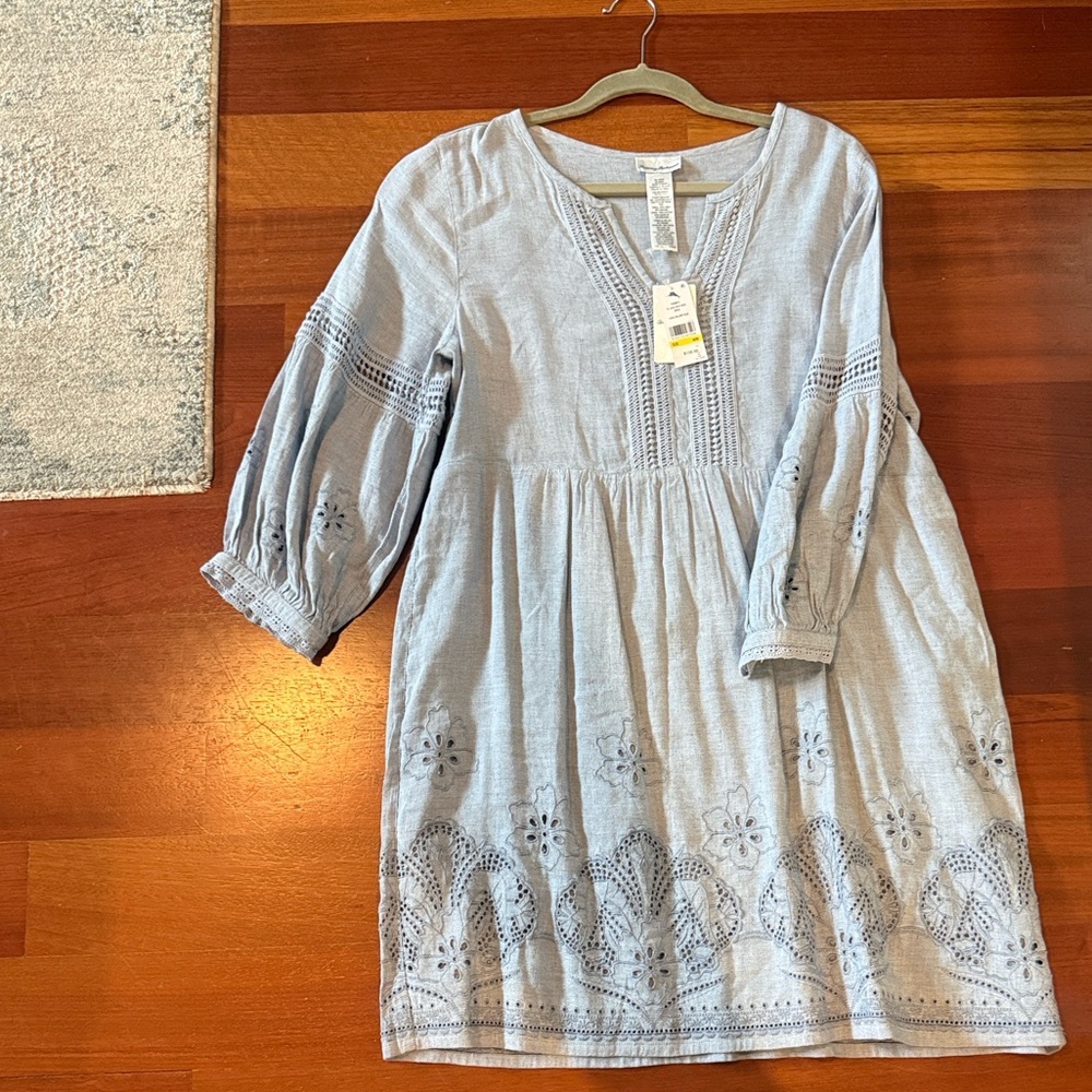 Tommy Bahama Sky Blue Embroidered Top